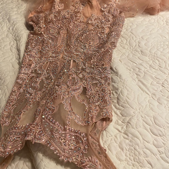 Pink Mermaid Style Rhinestone Prom Dress - Picture 9 of 10